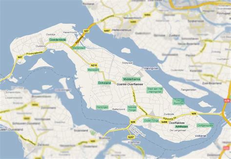 Kaart van het eiland Goeree-Overflakkee