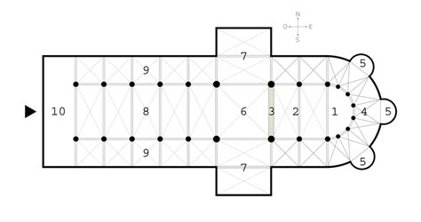 Plattegrond van de kerk met aanduiding van de 'Meeting Points' en de kerkzaal.