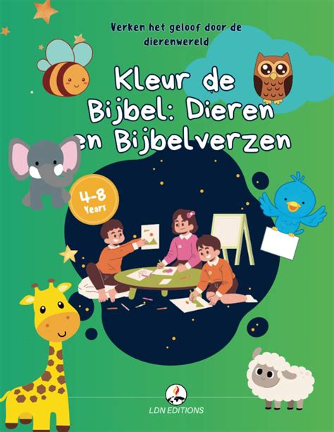 Illustratie van de Bijbel met kinderen eromheen
