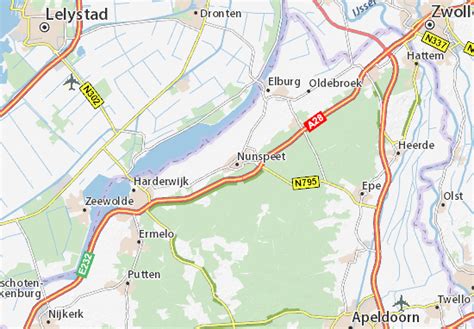 plattegrond van Nunspeet met locatie van de Wheme en Dorpskerk