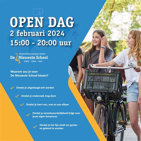 Collage van foto's van activiteiten tijdens een open dag: rondleiding, leerlingen die iets demonstreren, docenten die praten met bezoekers.