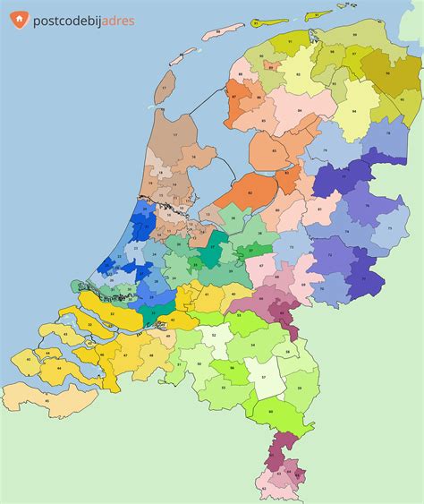 Kaart van de regio met postcodegebieden gemarkeerd om de woonplaatsen van leerlingen te tonen.