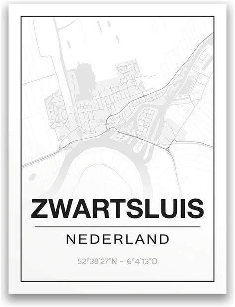 Plattegrond van Zwartsluis met de locatie van de kerk