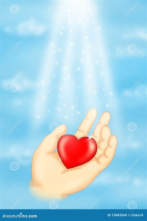 Illustratie van een open hart dat wordt verlicht door goddelijk licht