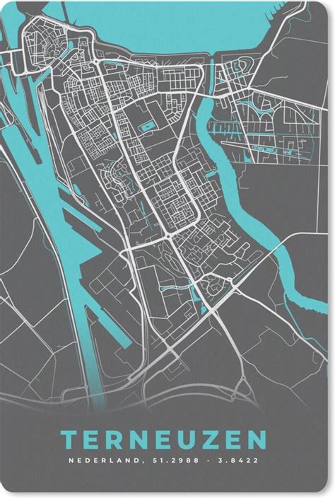Plattegrond van Terneuzen met de locatie van de kerk