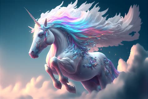 Illustratie van een eenhoorn, met een spiraalvormige hoorn op het voorhoofd en gespleten hoeven.