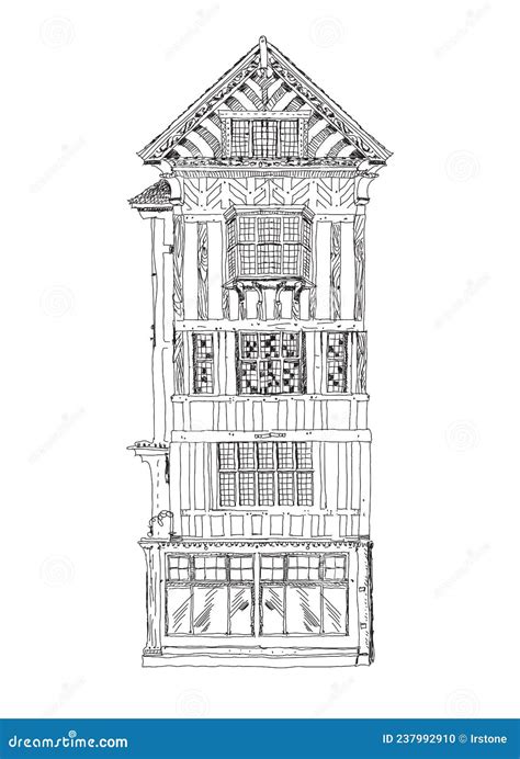 Gedetailleerde architectonische tekening van de Sint-Egidiuskerk, met nadruk op de neogotische elementen en de structuur van de kerk.