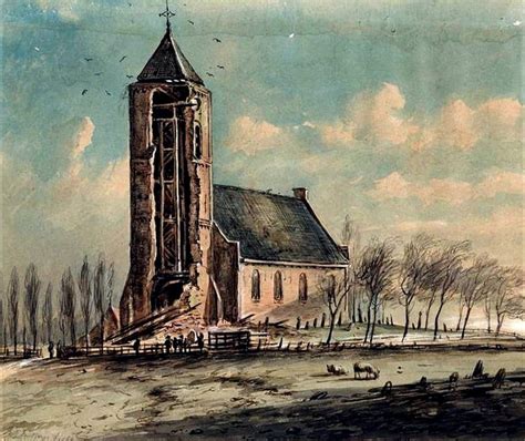 Landschap met de terp en de Hervormde kerk van Wânswert