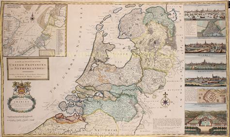 Kaart van de Republiek der Zeven Verenigde Nederlanden met aanduiding van de verschillende gewesten.