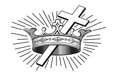 Illustratie van een kroon met een kruis, symbool voor het koningschap van Christus.