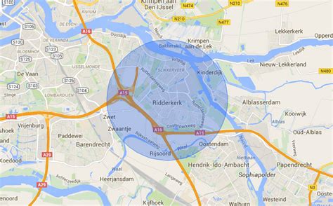Historische kaart van de regio Ridderkerk, Hendrik-Ido-Ambacht en Zwijndrecht