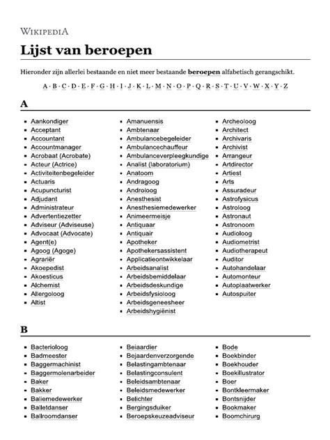 Lijst van kerkelijke beroepen en aannames