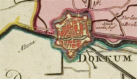 Een kaart van Dokkum met de locaties van de Admiraliteitsdagen.