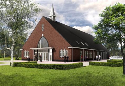 Nieuw kerkgebouw 'de Fontein' van de Gereformeerde Gemeenten in Berkenwoude.