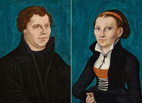 Dubbelportret van Katharina von Bora en Maarten Luther.