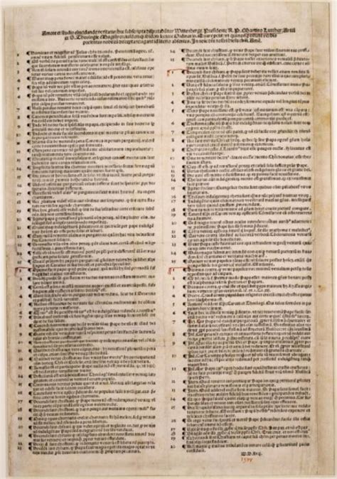 Illustratie van de 95 stellingen van Maarten Luther