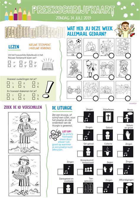 Voorbeeld van een kleurrijke en interactieve preekschrijfkaart voor kinderen.