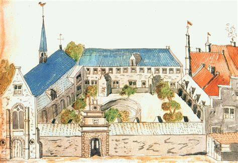 Illustratie van de universiteit van Franeker in haar bloeitijd.