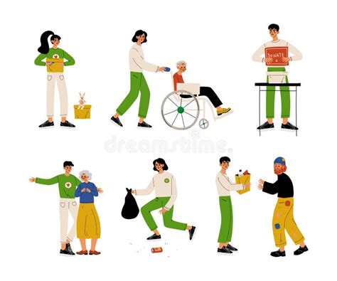 illustratie van vrijwilligers die hulp bieden