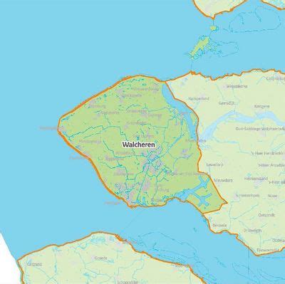 Historische kaart van Walcheren met de locaties van de Dolerende kerken