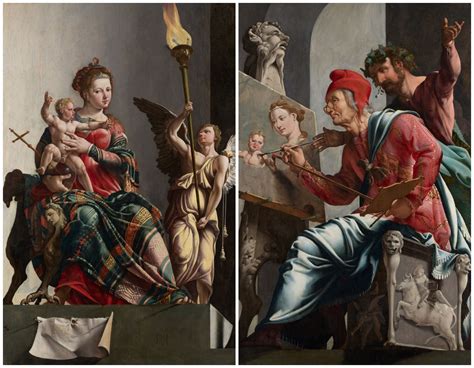 illustratie van Lucas die een rund schildert, een symbool van zijn evangelie