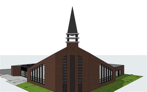 Impressie van het nieuwe kerkgebouw van de Hersteld Hervormde Gemeente in Ouderkerk aan den IJssel