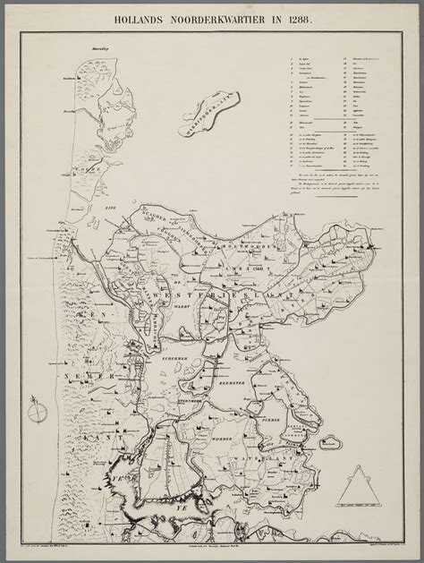 historische kaart van Hollands Noorderkwartier uit 1288 met aanduiding van Veenhuizen