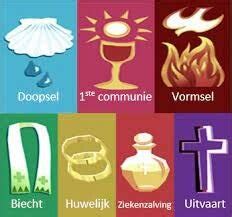 Illustratie van de zeven sacramenten van de Katholieke Kerk.