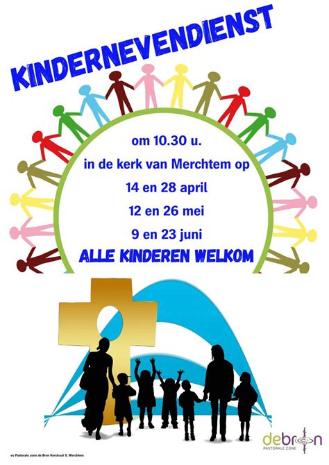 Illustratie van kinderen die deelnemen aan de kindernevendienst.