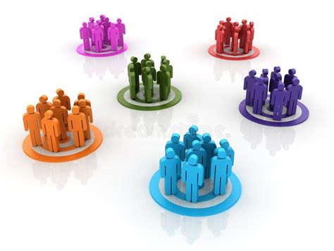 Illustratie van verschillende kleine groepen mensen die samenkomen