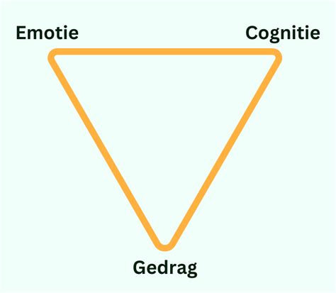 Diagram dat de invloed van gedachten op emoties en gedrag visualiseert.