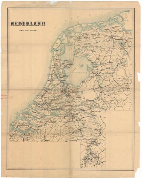 Kaart van Nederland met religieuze verdelingen in de 19e eeuw