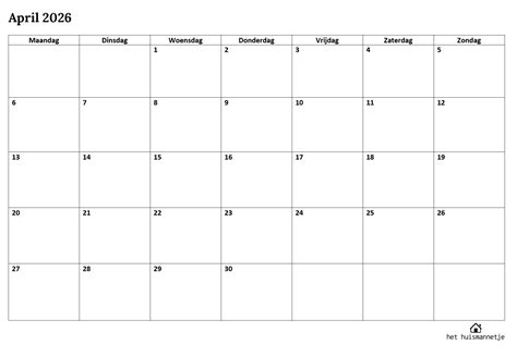 Kalender met markeringen voor kerkdiensten in april 2026