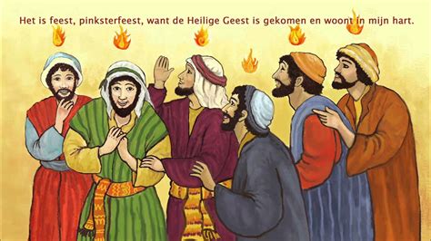 Illustratie van de gebeurtenissen van Pinksteren in Jeruzalem, met discipelen die in verschillende talen spreken en verbaasde omstanders.