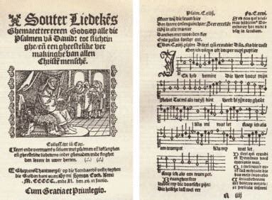 afbeelding van het Geneefse Psalter of een pagina met muzieknotatie