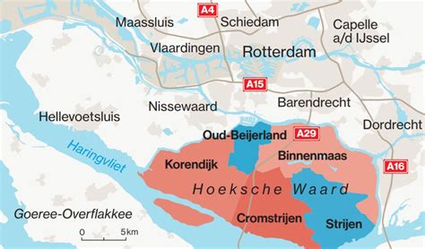 Historische kaart van de Hoeksche Waard met Oud-Beijerland