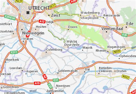 Kaart van Wijk bij Duurstede met de ligging van de kerken