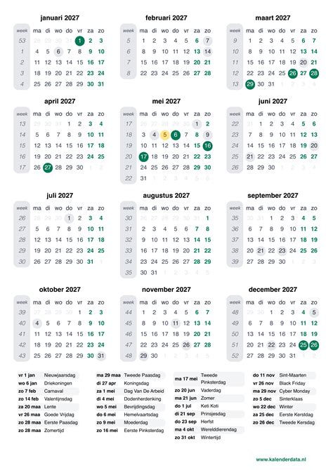 Kalender met kerkdiensten en speciale diensten