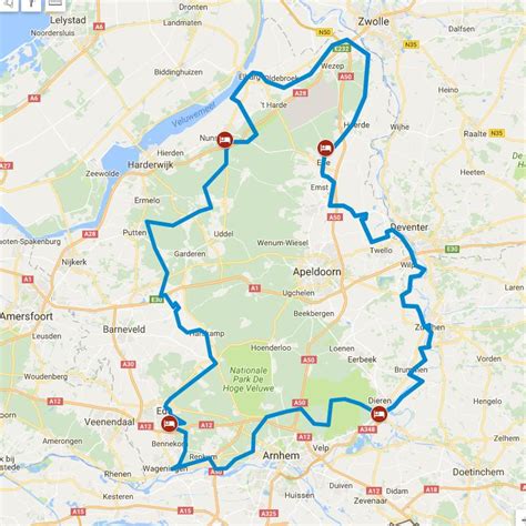 Kaart van de Veluwe met de nadruk op historische religieuze plaatsen