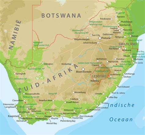 Kaart van Zuid-Afrika, waar Michiel Christiaan Vos vandaan kwam