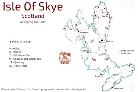 Kaart van Schotland met het eiland Skye gemarkeerd