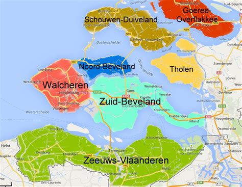 Kaart van Zeeland met de polders gesticht door Anna van Bourgondië.