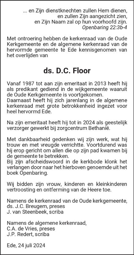Foto van Ds. D.C. Floor