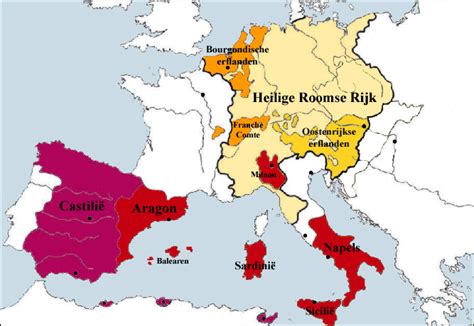 Kaart van het Heilige Roomse Rijk in de 16e eeuw, met vermelding van belangrijke steden van de Reformatie.