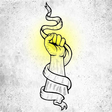 Illustratie van een hand met een lintje