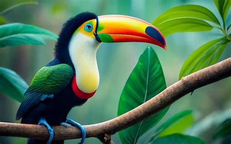 Foto van een toekan in een regenwoud