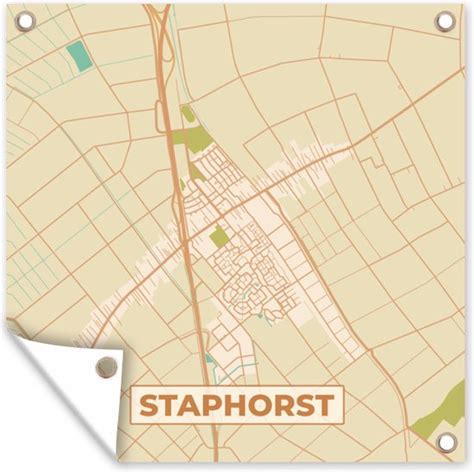 Kaart van Staphorst met de locatie van de Dorpskerk