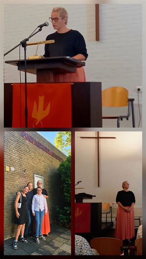 Illustratie van een kerkdienst met predikant en gemeenteleden