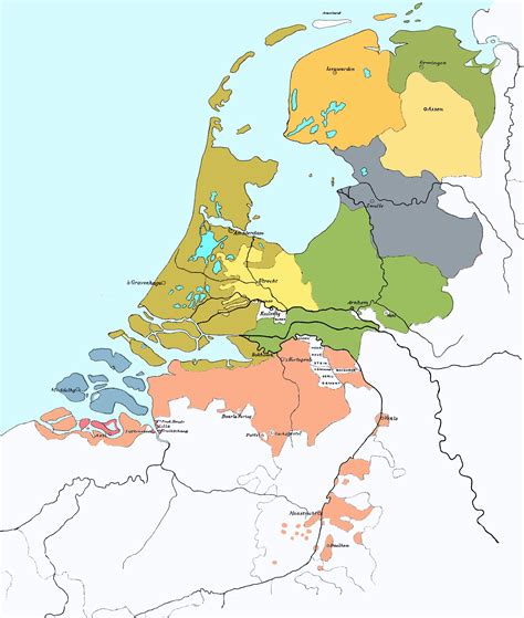 Kaart van de Generaliteitslanden in het zuidoosten van de Republiek der Verenigde Nederlanden