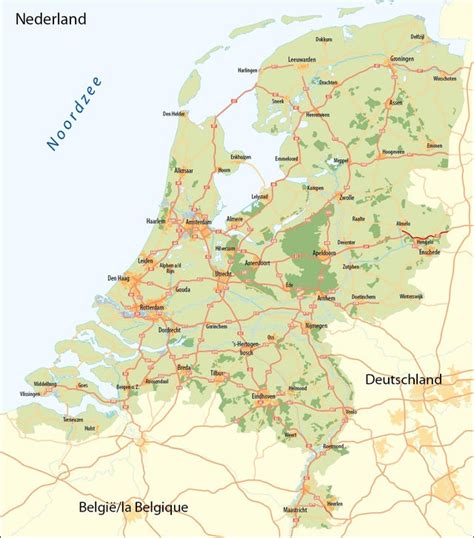 Overzichtskaart van Nederland met de locaties van de CGK-kerken in Noord-Holland gemarkeerd.